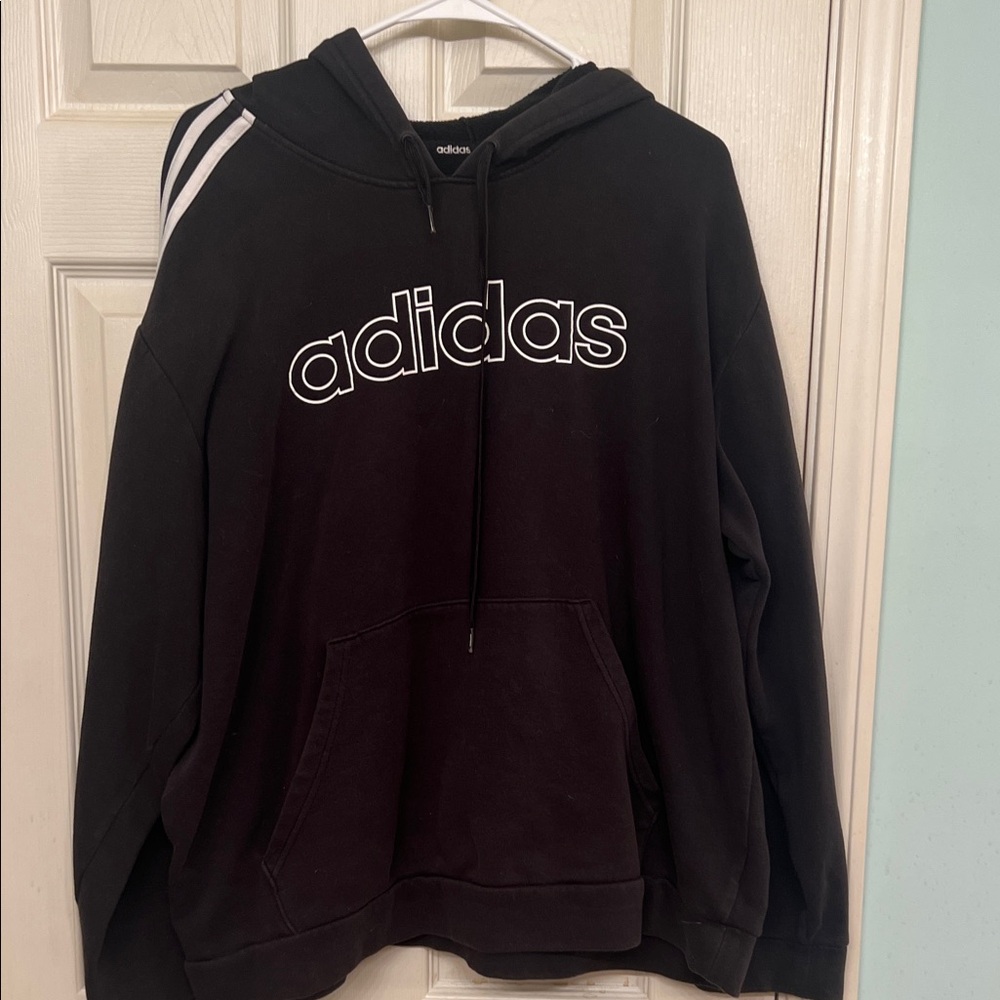 Adidas Black Hoodie with White Accents